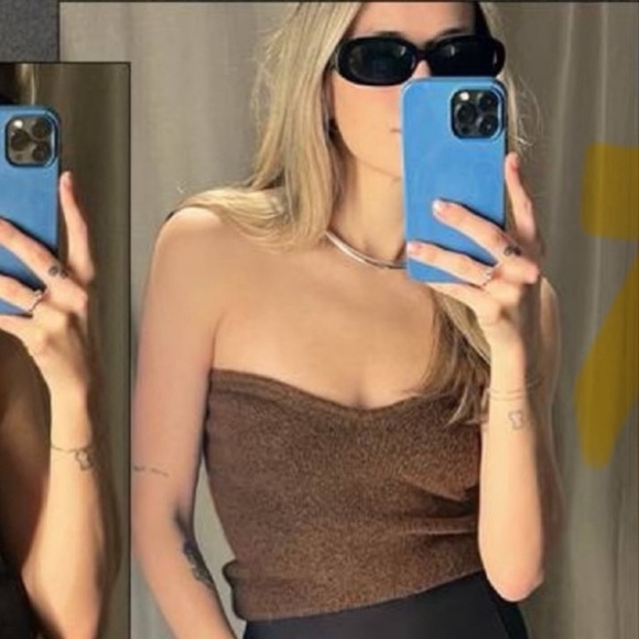 Zara Knit Brown Tube Top - Large - NWOT - Picture 2 of 2